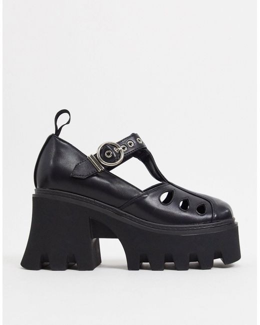 Lamoda Black Chunky Mary-jane Shoes