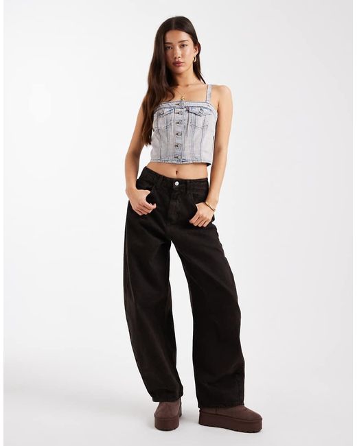 Levi's Gray Denim Corset With Front Pockets