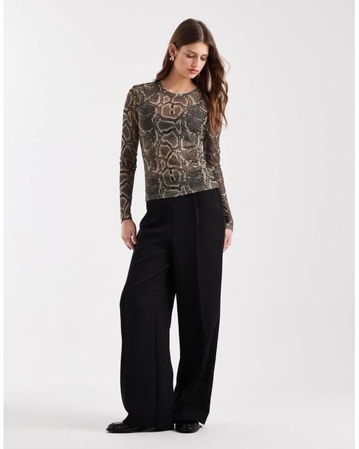 Vero Moda Gray Sheer Long Sleeve Mesh Top