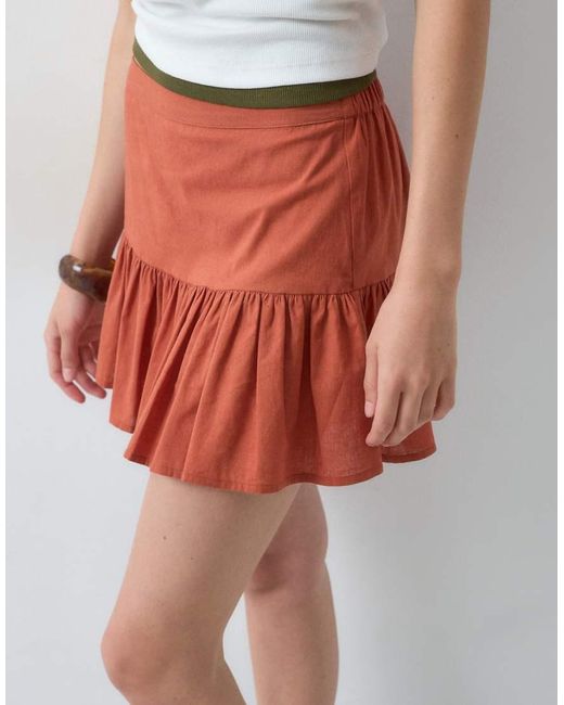 ASOS White Drop Waist Linen Look Mini Skort