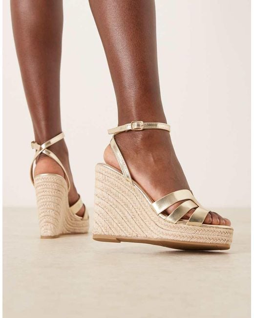 Glamorous Brown Espadrilles Wedge Heeled Sandals
