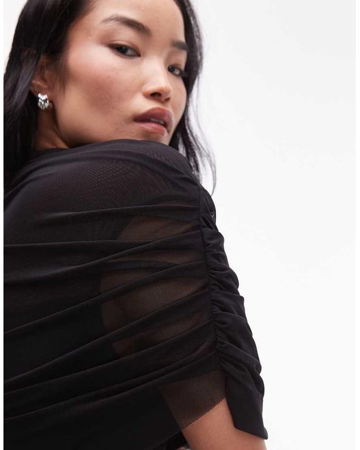 HEIRESS BEVERLY HILLS Black Mesh Overlay Drape Detail Asymmetric Drop Waist Maxi Dress