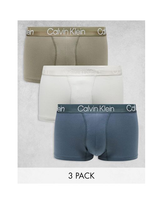 Calvin Klein Gray Modern Structure Cotton Trunks 3 Pack for men