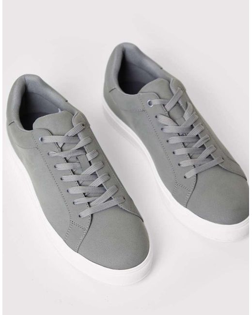 Threadbare Gray Faux Suede Court Trainers for men