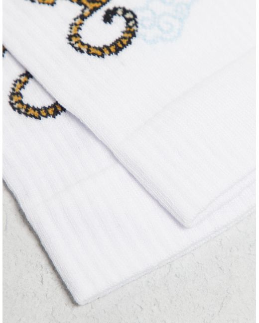 Chaussettes avec broderie tigre ASOS pour homme en coloris White