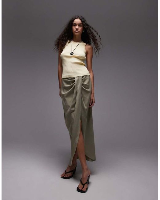 Mango Yellow Fine Rib Linen Mix Vest