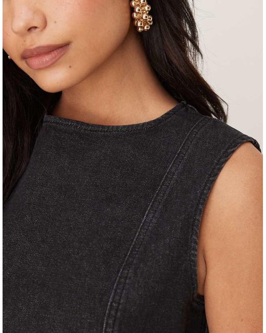 ASOS Black Denim Seamed Shift Dress