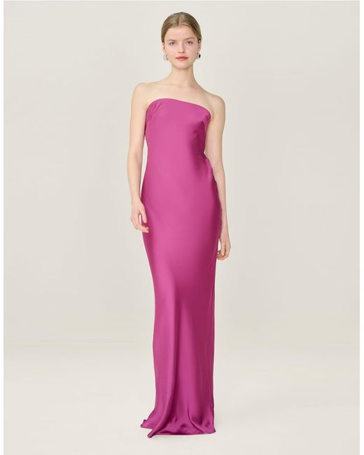 OMNES Pink Dresses Amdra Strapless Satin Maxi Dress