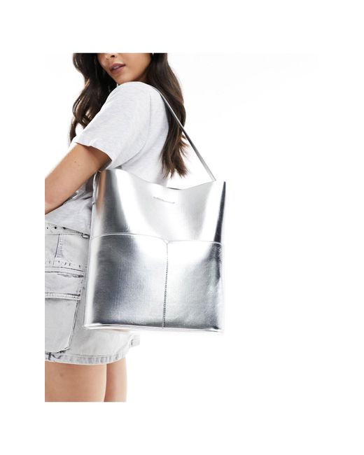 ASOS White Bonded Tote Bag With Pockets