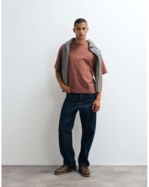 SELECTED Blue Heavyweight Washed T-Shirt for men