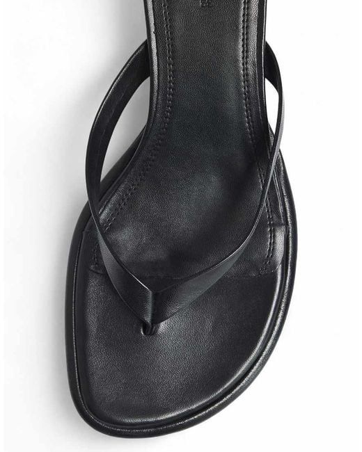 NA-KD Blue Leather Flip Flop Heels