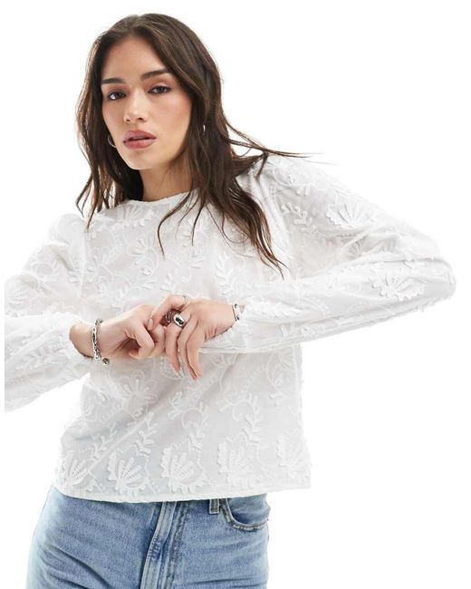 Object Top Met Lange Mouwen En Appliqué in het Gray