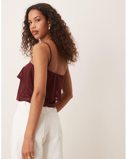 ASOS Brown Mesh Floaty Strappy Cami Top