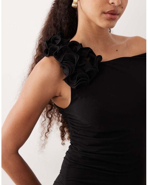 Mango Natural Asymmetric Sleeveless Maxi Dress With Statement Shoulder