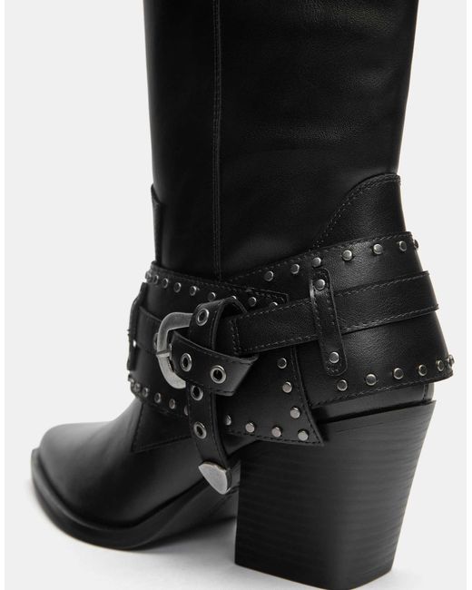 Pull&Bear Black – cowboystiefel