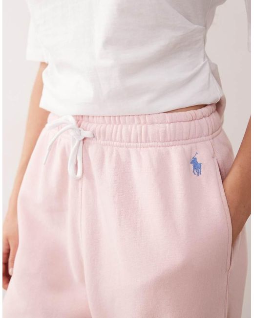 Polo Ralph Lauren Pink Icon Logo Fleece Wide-leg Sweatpants