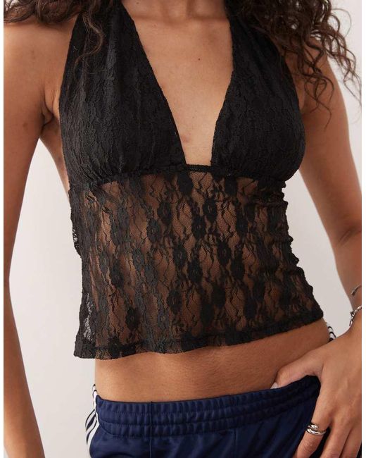 Collusion Black Longline Halter Neck Top
