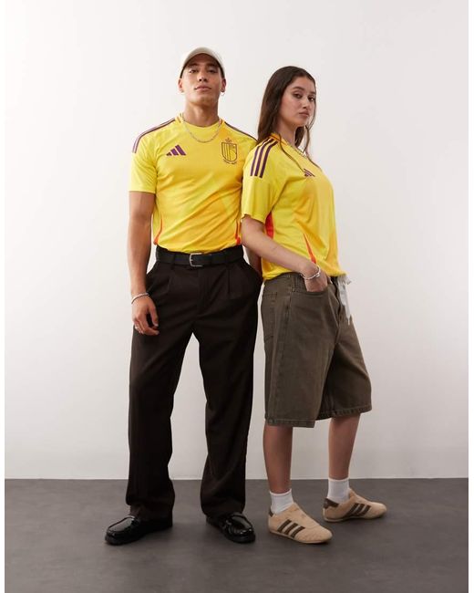 Adidas Originals Yellow Adidas Football Belgium 2025 Away Shirt