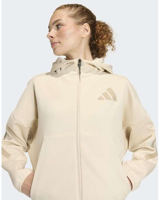 Adidas Originals Natural Adidas Z.N.E. Full-Zip Hoodie