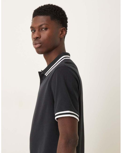 ASOS Black Essentials Polo With Tipping for men