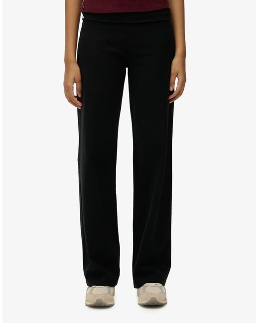 Superdry Black Athletic Essentials Fold Over Joggers