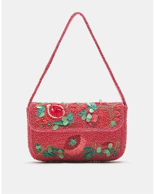 Pull&Bear Red Beaded Shoulder Bag