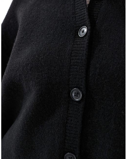 ASOS Black Boxy Crew Neck Cardigan With Side Split Detail