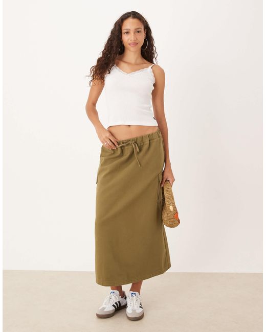 ASOS Women's Natural A Line Cargo Maxi Skirt