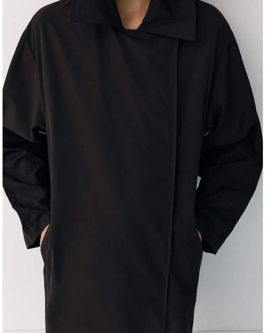 Pull&Bear Black Lightweight Oversize Trench Coat