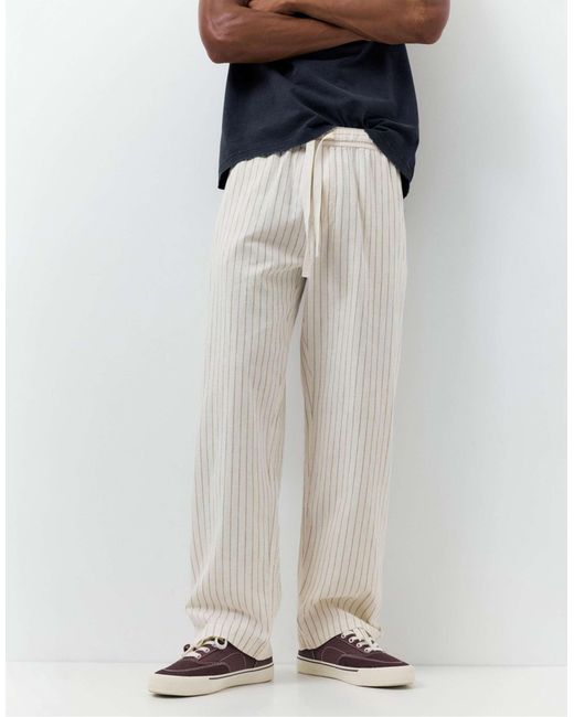 Pantalon en lin mélangé - marron Pull&Bear pour homme en coloris Blue