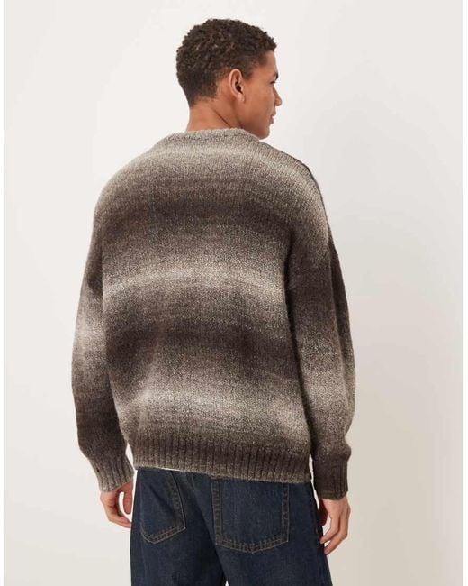 SELECTED Brown Oversized Ombre Wool Blend Jumper for men