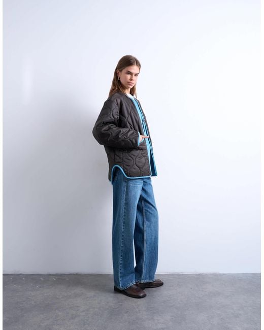 TOPSHOP Blue Double Layer Fronted Liner Jacket