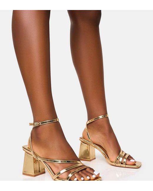 Public Desire Brown Robin Wide Fit Strappy Square Toe Mid Block Heels