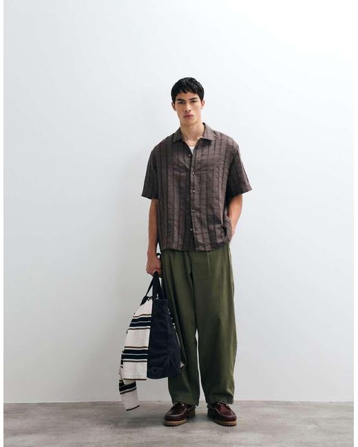 ASOS Brown Oversized Textured Shirt for men