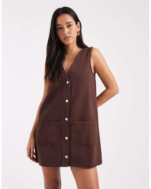 Miss Selfridge Purple Pinafore Denim Dress