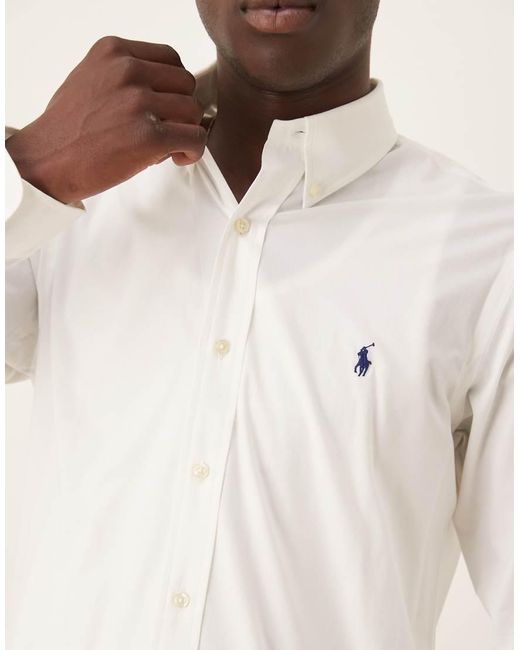 Polo Ralph Lauren Custom-Fit Overhemd in het Natural voor heren