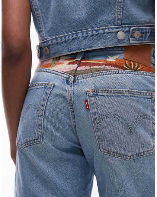 501 - short mi-long en jean d'ensemble style western à broderie désert - clair Levi's en coloris Blue