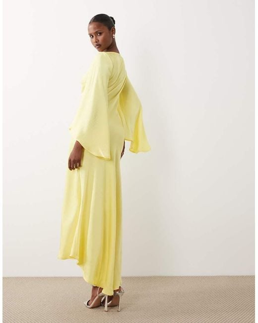 Vero Moda Metallic Satin Maxi Dress With exaggerated Angel Sleeve