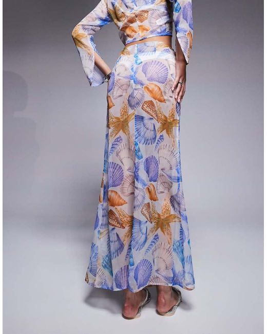 Falda Larga Con De Chifón De (Parte De Un Conjunto) ASOS de color Blue