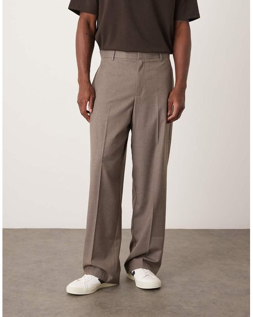 ASOS Natural Wide Smart Co-ord Trousers for men