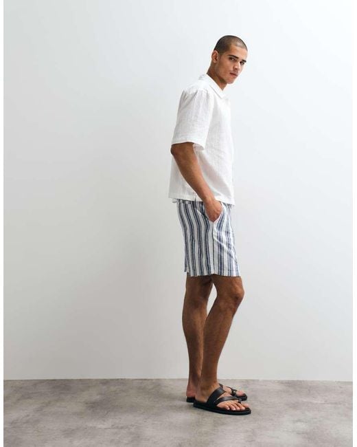 ASOS White Co-ord Wide Fit Linen Blend Shorts for men