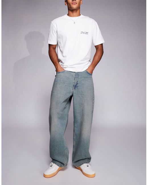 River Island Men's Gray Super baggy Jeans