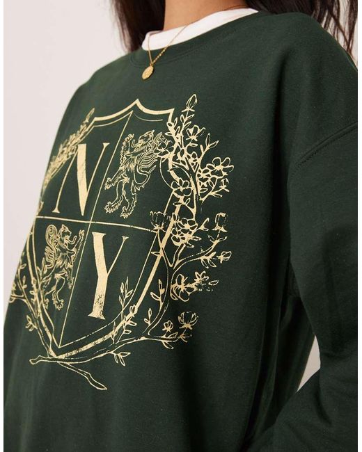 Sudadera Con Estampado Gráfico De Nueva York De Miss Selfridge de color Green