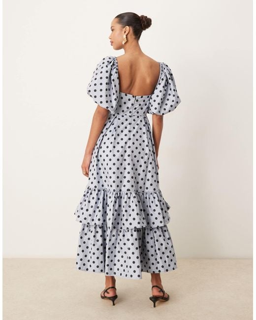 Sister Jane Blue Dream Puff Sleeve Ruffle Maxi Dress