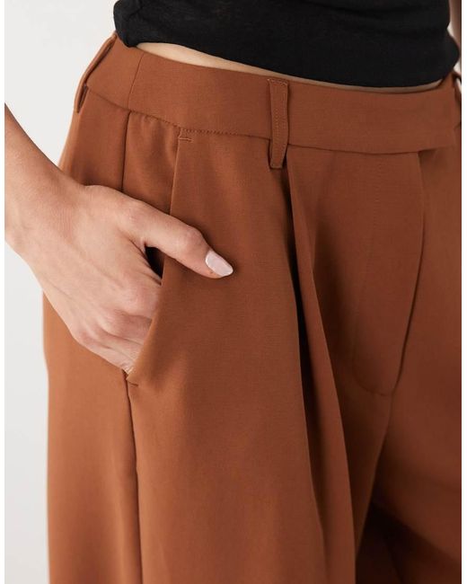 ASOS Brown Tall Tailored Low Rise Fluid Mensy Trousers