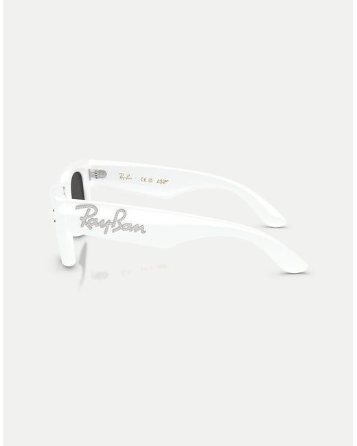 Ray-Ban White Wayfarer Puffer Crystal Edition Square Sunglasses With Lens