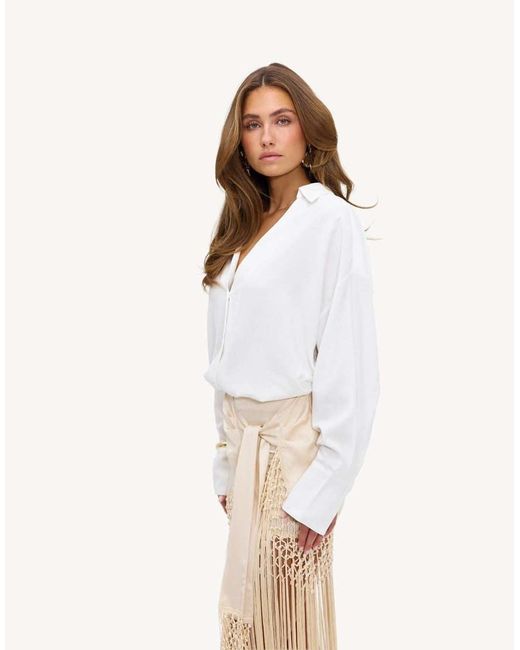 Loavies White Whisper Soft V-Neck Blouse