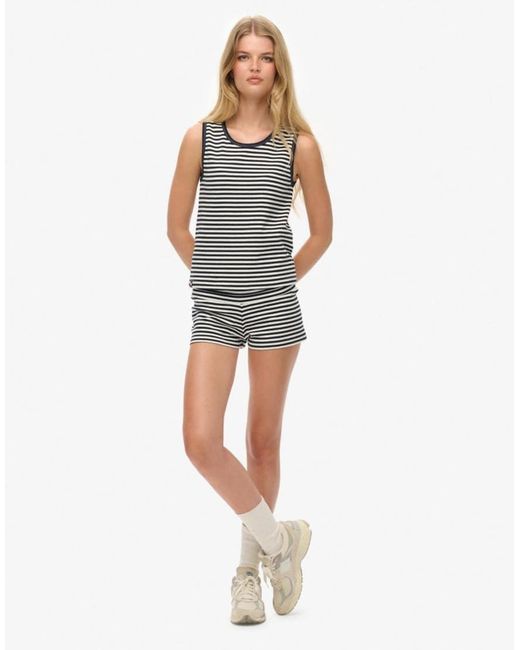 Superdry White Athletic Essentials Jersey Stripe Tank Top