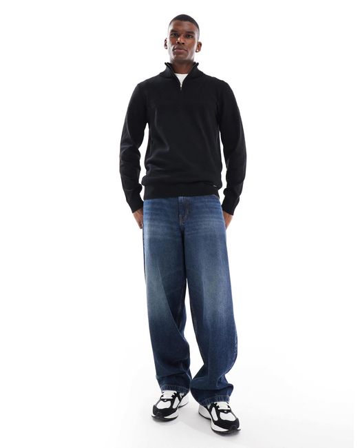 Pull à col zippé Threadbare pour homme en coloris Blue