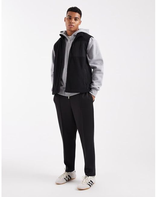 New Look Black Tech Fleece Gilet for men